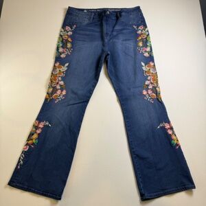 Laurie Felt Women's Boot Cut Jeans Embroidered Floral Size XL